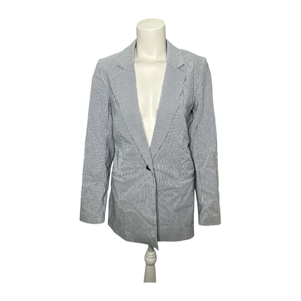 Joie Blue White Pinstriped Blazer Sz Medium NEW